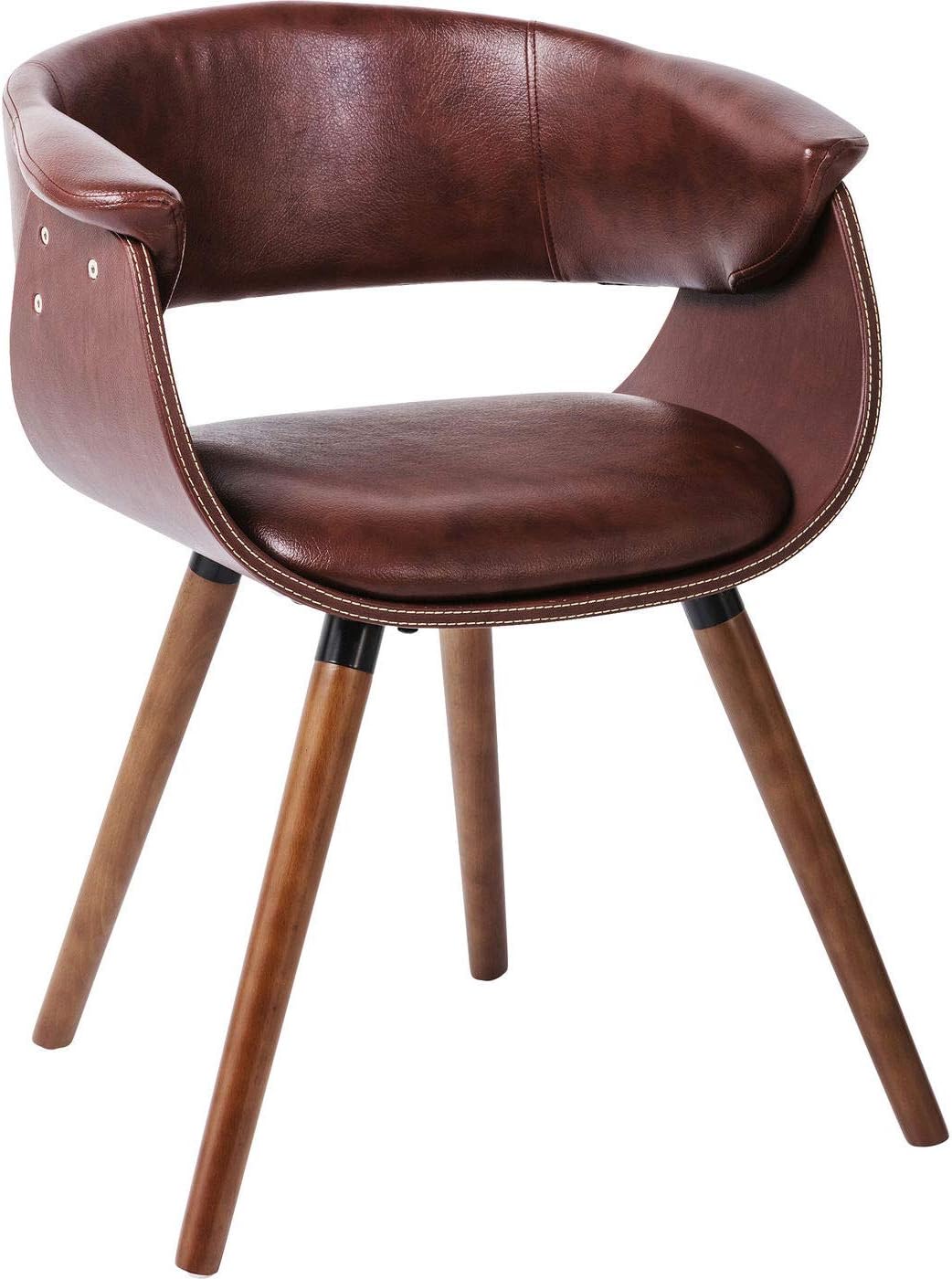 Kare Design Sedia A Braccioli Monaco, Marrone, 72X47X58Cm, Altezza Di Seduta 46Cm, Similcuoio, Stile Retró E Vintage, Sedia D`Ufficio, Sala Da Pranzo