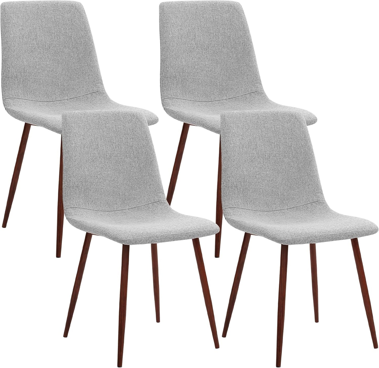 CangLong Set di 4 sedie da pranzo Sedie da cucina imbottite retrò per la sala da pranzo, sedie scandinave in tessuto premium con gambe in metallo, grigio
