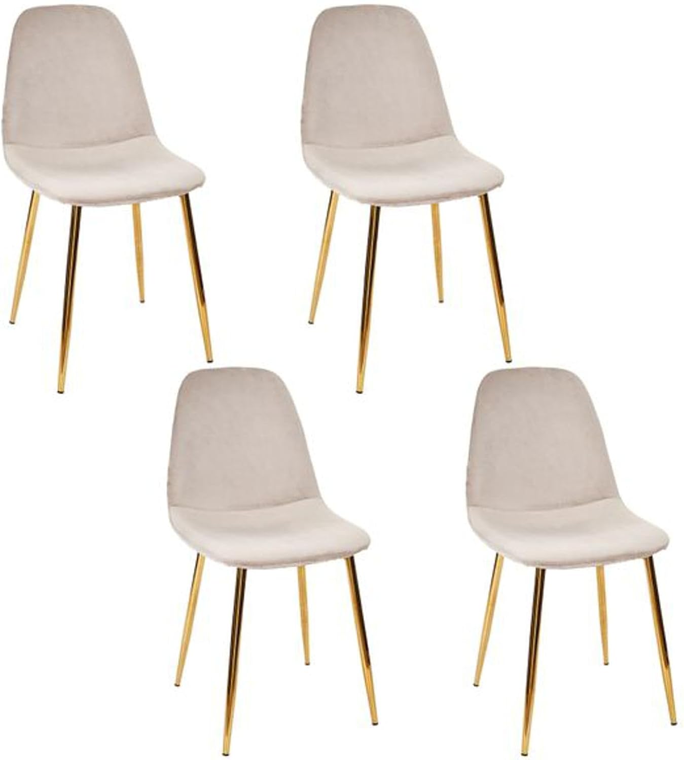 HOME DECO FACTORY, HD7604, Set di 4 Sedie con Gambe Dorate, Mobili, Seduta, Sedia Poltrona da Tavolo, 50x86x44 cm, altezza seduta 47 cm, Taupe Dore
