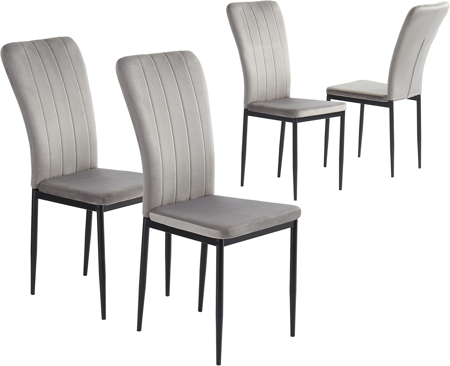 BAÏTA - Sedie Poppy Velluto Grigio Chiaro Set di 4