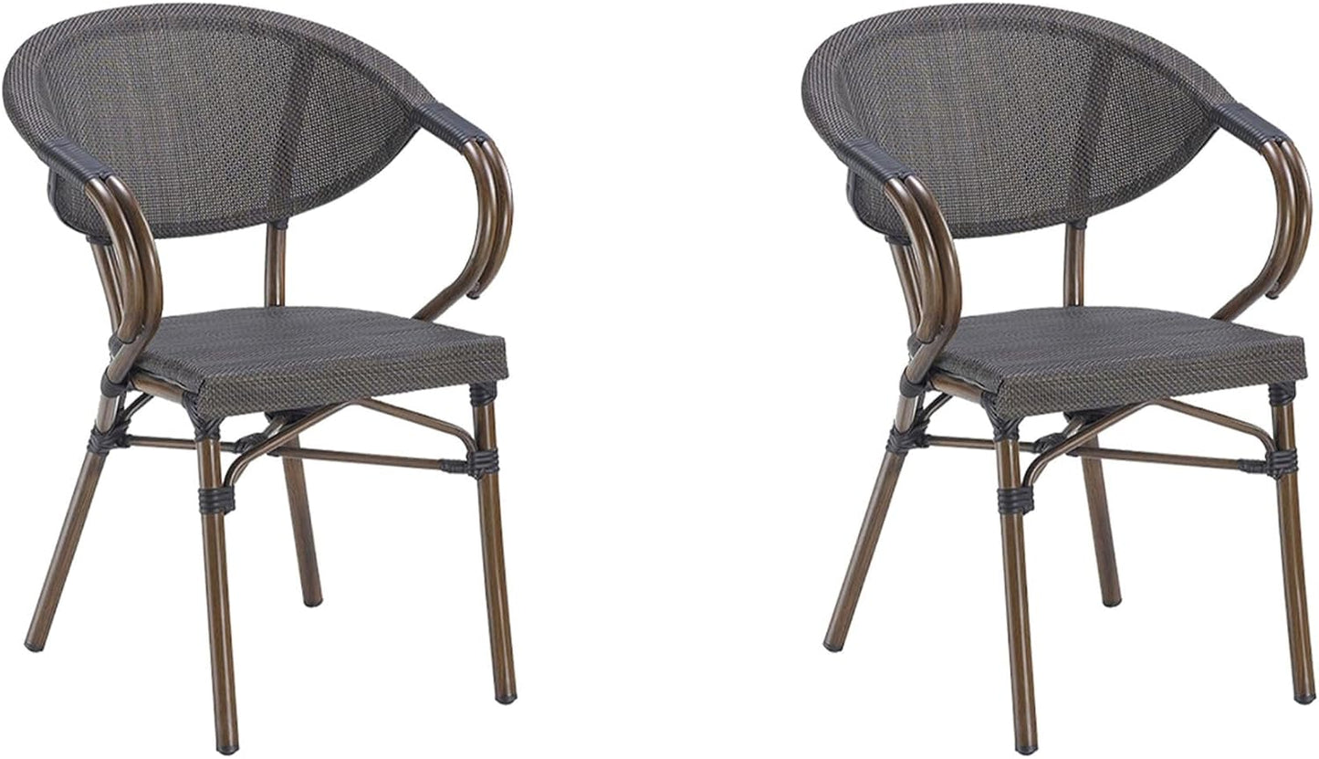 garbar Aurea - Set 2 sedie con bracci interni, esterni, giardino, terrazza, balcone, soggiorno, cucina, sala da pranzo, design leggero, impilabile, alluminio, tessuto, grigio, 2 pezzi