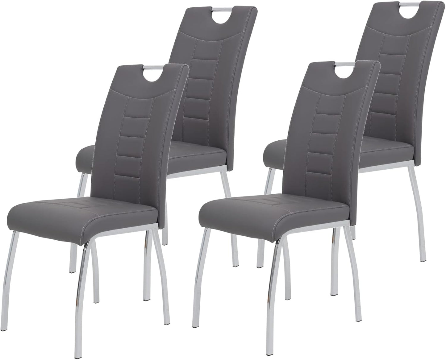 Hela Tische, Linda - Set di 2 sedie per sala da pranzo, sedia flessibile, microfibra grigio antracite, struttura in tubo tondo nero, Comoda seduta a molle, portata140 kg