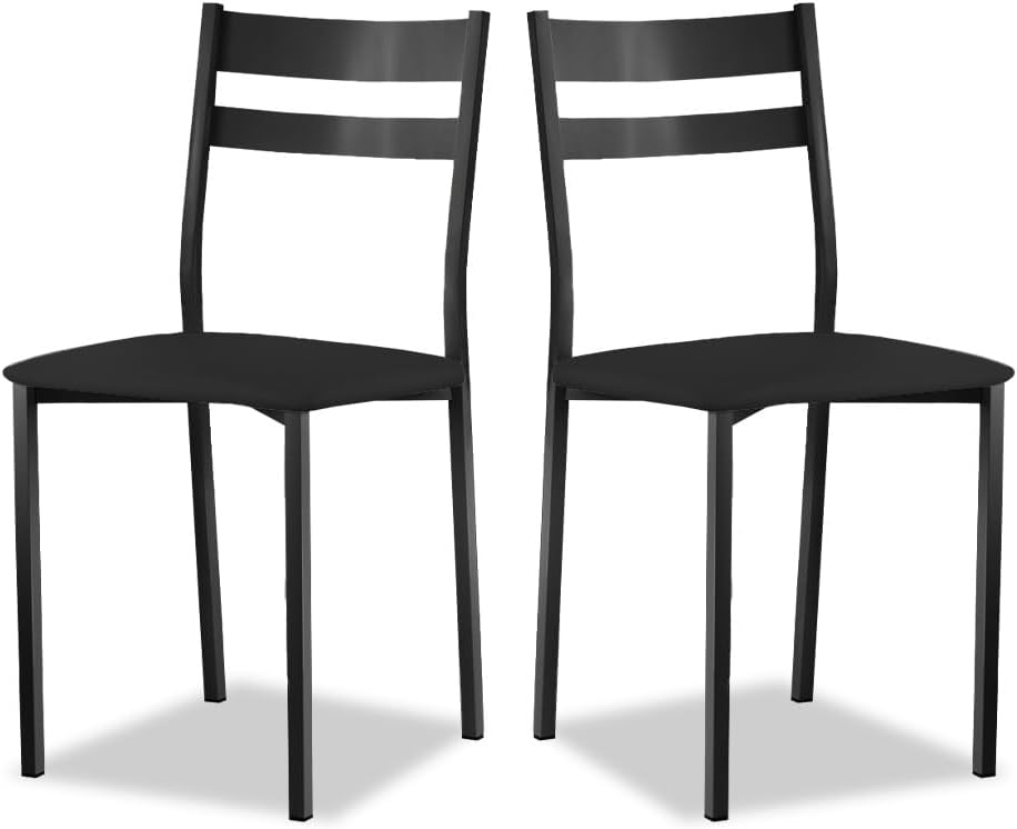 ASTIMESA Sedia da cucina in metallo con schienale aperto, nero, 38 cm x 45 cm x 40 cm