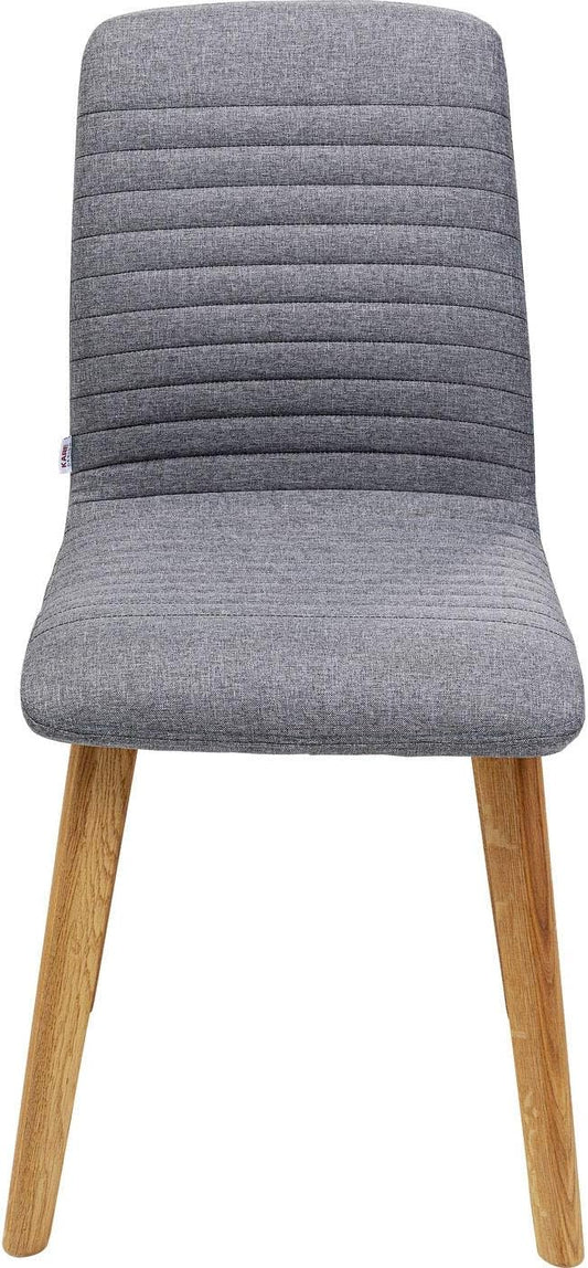 Kare Design Sedia Lara, Grigio/Legno Chiaro, 92X45X44 cm, Altezza di Seduta 48 cm, con Schienale Alto, Legno di Rovere Massiccio, Sedia Imbottita, Stile ottimo, Sala da Pranzo