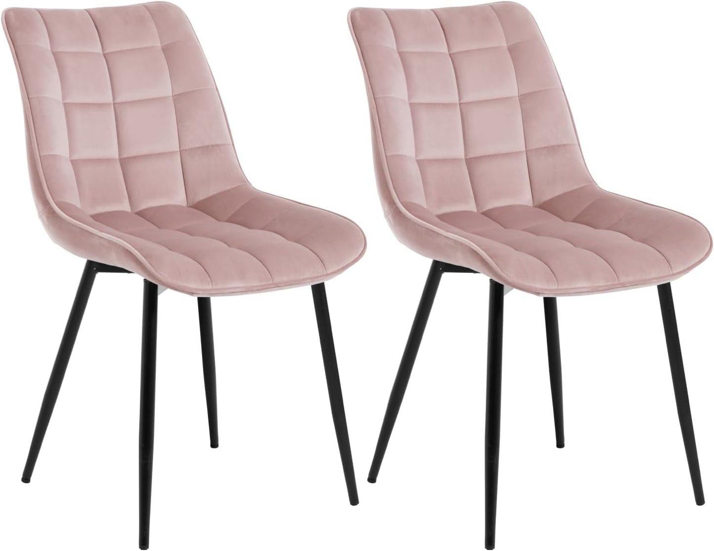 Set di 4 Sedie da Pranzo Imbottito con Schienale Senza Braccioli in Tessuto Gambe in Metallo per Cucina Sala Soggiorno, Spugna, Verde, 54x45x82cm, 4 unità