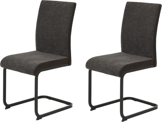 Hela Tische, Linn - Set di 2 sedie cantilever per sala da pranzo, tessuto e microfibra di colore marrone, struttura tubolare a sezione quadrata di colore nero, portata: 140 kg