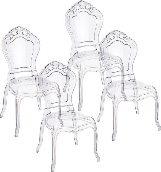 Set di 4 Sedie in Policarbonato Trasparente, Seduta Design Elegante Impilabile e Impermeabile da Soggiorno, Sala da Pranzo, Camera da Letto, 48X46X98, Smerli