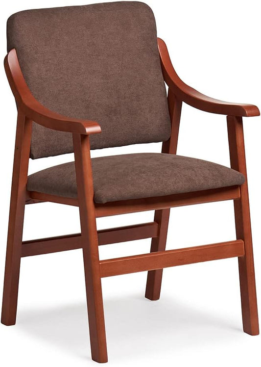 Sedia da pranzo con braccioli in legno di faggio, con schienale dritto. Ideale per camera da letto, sala da pranzo o uscita. Dimensioni: 87 x 55 x 55 cm. (Ciliegio, Marrone)