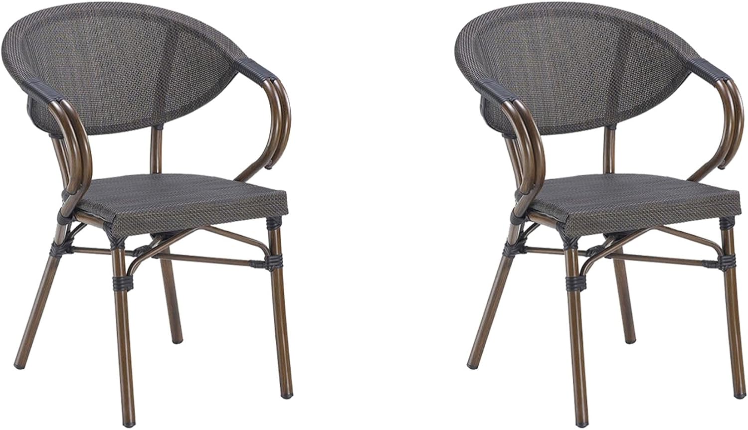 garbar Aurea - Set 2 sedie con bracci interni, esterni, giardino, terrazza, balcone, soggiorno, cucina, sala da pranzo, design leggero, impilabile, alluminio, tessuto, grigio, 2 pezzi