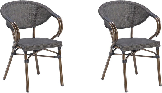 garbar Aurea - Set 2 sedie con bracci interni, esterni, giardino, terrazza, balcone, soggiorno, cucina, sala da pranzo, design leggero, impilabile, alluminio, tessuto, grigio, 2 pezzi