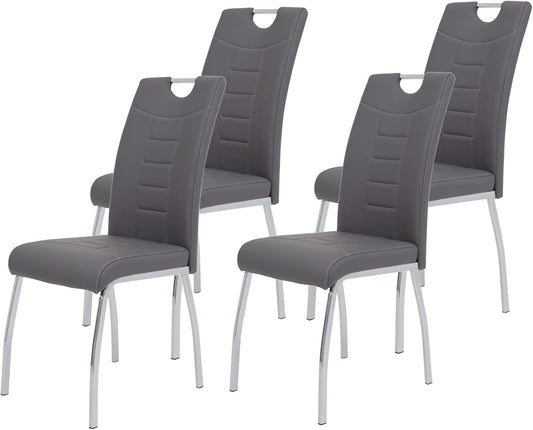Hela Tische, Linda - Set di 2 sedie per sala da pranzo, sedia flessibile, microfibra grigio antracite, struttura in tubo tondo nero, Comoda seduta a molle, portata140 kg