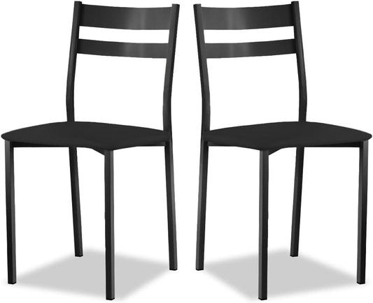 ASTIMESA Sedia da cucina in metallo con schienale aperto, nero, 38 cm x 45 cm x 40 cm