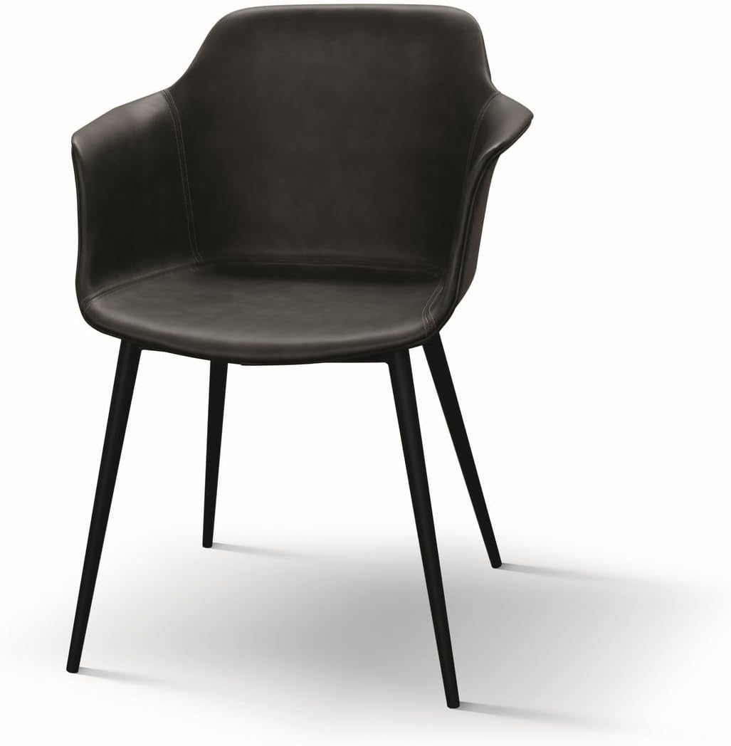 KONTE.DESIGN Set di 4 sedie CANNES in ecopelle antracite