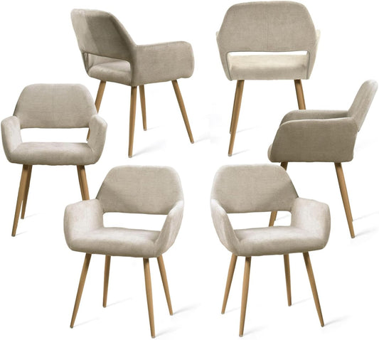 HOME DECO FACTORY, HD61371 - Set di 4 sedie Patchwork scandinavo, eleganti e confortevoli, design unico in tessuto colorato con gambe in legno, ideali per sala da pranzo o soggiorno, 58 x 86,5 x 47